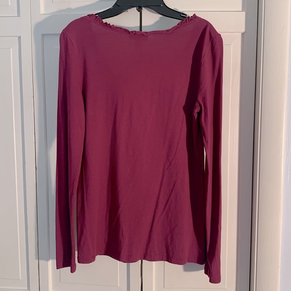 LOFT by Ann Taylor Wine Color Ruched Long Sleeve Blouse EUC - Picture 3 of 6